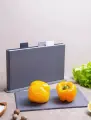Набор разделочных досок с подставкой и 4-мя досками, пластик, серые