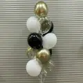 Шары с гелием золото, белый, черный - 13 штук