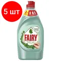 Комплект 5 шт, Средство для мытья посуды, 450 мл, FAIRY (Фейри) Нежные руки, Чайное дерево и мята