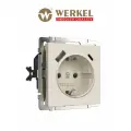 Розетка с заземлением Werkel , шторками и USB тип A+C айвори матовый W1171762 4690389213274