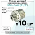 Фитинг прямой SSC 6мм - R1/2 нержавеющая сталь AISI316, цанговый, Пневмофитинг NBPT, Набор 10шт