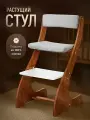Растущий стул детский для школьника Трансформер коричневый с серыми подушками