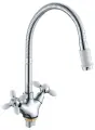 Смеситель для кухни на гайке, с гибким изливом, цвет белый хром Rainsberg R6013F-8