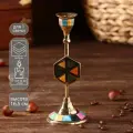 Подсвечник Калейдоскоп латунь, перламутр 7х7х18 см