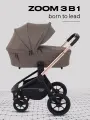 Коляска для новорожденных 3 в 1 MOWBaby ZOOM Next Gold Cacao Brown