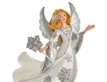 Ёлочная игрушка ангел зимнего серебра со снежинкой полистоун, 13 см, Kurts Adler