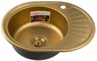 Мойка FABIA 9565 цвет золото врезная 57х45 см левая + большой сифон с переливом