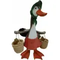 Садовая фигурка Гусыня с коромыслом коричневая 60х44