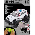 Игрушка дрифт машинка Джип Полиция 1:12 на пульте управления, на аккумуляторе, подсветка, открываются передние двери и багажник