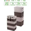 Корзинка для хранения с крышкой 12шт Береста 3л (4шт), 7,5л (4шт), 14л (4шт) El Casa, мокка, темно-коричневый, набор
