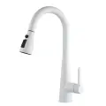Смеситель Rose Shevanik S363C, кухня, излив выдвижной, цвет белый