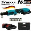 Гайковерт угловой, аккумуляторный, щеточный REKKR IW080BL, 2 аккумулятора 24В 3.0Ач, ударный, квадрат 3/8, кейс, зарядка