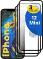 Комплект 3 шт, Защитное стекло для iPhone 12 mini, Противоударное стекло на Айфон 12 Мини