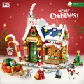 Loz Building Blocks Assembly Model Children's Toy Street View Gift for Boyfriend Girlfriend Valentine's Day Birthday Present 1223 Christmas House