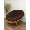 Кресло Папасан из натурального ротанга 23/01 миндаль матовый с коричневой подушкой