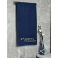 Полотенце махровое BIO-TEXTILES 70*140 с вышивкой #КРАСАВЧИК Владимир темно-синее для мужчины мужу папе брату сыну банное в подарок 100% хлопок подарок на 14 февраля Святое Валентина для парочек