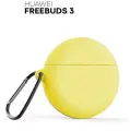 Силиконовый чехол для наушников Huawei FreeBuds 3 (Хуавей Фрибадс 3), кнопка запуска, матовая поверхность, желтый