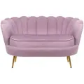 Прямой дизайнерский диван ракушка, Pearl double pink, розовый с черными ножками