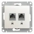 Розетка компьютерная двойная, RJ45 + RJ45 кат.5е, белый, Systeme Electric, серия Glossa