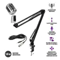 Микрофон винтажный серебристый, кабель 2.5 м XLR (female) – mini-jack 3.5 mm (male), на пантографе ST с усиленной струбциной