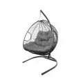 Подвесное кресло с ротангом Для двоих серое с серой подушкой M-GROUP