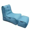 Кресло с оттоманкой для дачи Evolution Chaise - Oceana (оксфорд, голубой) - садовая уличная мебель для террасы, веранды, беседки, бассейна