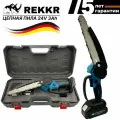 Пила цепная аккумуляторная, REKKR CSM250BL, 2 аккумулятора 24В 3Ач, с подачей масла, 8 дюймов шина, кейс, зарядка