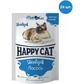 Happy Cat паучи для взрослых стерилизованных кошек с лососем, кусочки в желе (Россия) - 100 г х 24 шт