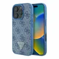 Guess чехол для iPhone 16 Pro Max, PU-кожа 4G Triangle Diamond logo голубой