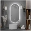 Зеркало Олимпия 140*50 для ванной с холодной LED-подсветкой и часами