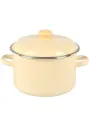 Кастрюля эмалированная сталь, 5.5 л, с крышкой, крышка сталь, цилиндрическая, Сибирские товары, 9MD221P, слоновая кость, индукция