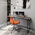 Стол письменный, компьютерный лофт INCUBE D002.160. GRP, графит, 160х60х75см, с органайзером, ЛДСП, металл