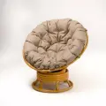 Кресло Папасан вращающийся из натурального ротанга 23/01В с бежевой подушкой, цвет мед