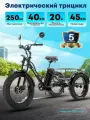Электрический трехколесный велосипед DD24-BK (толстые шины), 7-скоростной, 750 Вт, дисковый 24, подходит для всех сезонов