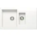 Мойка для кухни каменная POLYGRAN BRIG-870, Белая, Врезная, Квадратная, С крылом, 2 чаши (Белый хлопок)