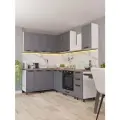 Кухонный гарнитур Орбита угловой 2,2х1,6м, графит с ящиками без столешницы с фрезеровкой