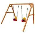 Детские деревянные качели National Tree Company с 2-мя сиденьями со спинкой, уличные подвесные качели для дачи