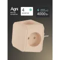 Тройник для розетки, AGNI, 4 розеток, разветвитель электрический, защитные шторки