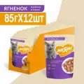 Влажный корм Мнямс Кусочки в соусе с ягненком для комфортного пищеварения у кошек, 12 шт х 85 гр
