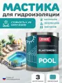 Жидкая гидроизоляция для бассейнов, фонтанов, резервуаров Elastomeric Pool (бирюзовая 3кг)