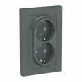 5 шт. Systeme Electric AtlasDesign Грифель, Розетка c заземлением двойная, со шторками, 16А, в сборе, ATN000726