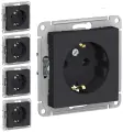 Розетка с заземлением Schneider Electric/Systeme Electric AtlasDesign 16А, механизм, карбон ATN001043 (комплект 5 шт.)