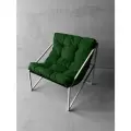 Кресло мягкое удобное для отдыха, уличное, на балкон, на веранду, в стиле лофт, минимализм, Слэш + велюр зеленый