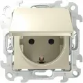 Simon 24 Слоновая кость Розетка 2К+3 IP44 с крышкой и защитными шторками Push&Go 2420448-031