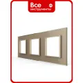 Рамка для розетки LIVOLO 3 поста, цвет золотой, стекло BB-C7-SR/SR/SR-13