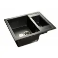 Кухонная мраморная мойка Granfest QUADRO GF-Q610K, 1,5-чашевая, прямоугольная, оборачиваемая, 610*500 мм, цвет черный/Раковина для кухни