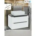 Тумба с раковиной подвесная Орлеан 70, белая матовая-чёрная (раковина Tre)