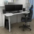 Стол компьютерный, письменный, игровой LevelUP 1400 Белый/Серый, 140*74*73.2 см.