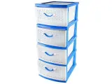 Комод пластиковый 4-х секционный «Ромашка» голубой/белый для хранения вещей