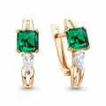 Серьги Diamant online, серебро, 925 проба, золочение, изумруд синтетический, фианит, длина 1.9 см, , зеленый